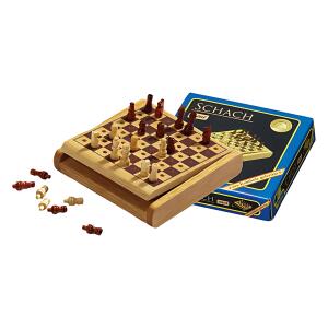 Steckspiel Schach FSC100% Mini 12x12x2cm - Kassette aus Buchenholz