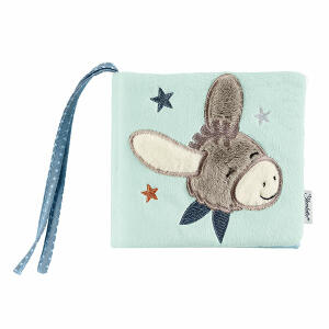 Spielbuch Esel Emmi 12x13x4cm - mit Quietsche und Knisterpapier, - aus Softvelour und Polycotton, - mit Befestigungsband, Sterntaler