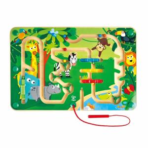 Hape Labyrinth Dschungel - Geschicklichkeitsspiel aus Holz, - Stift und Kugeln sind magnetisch, - geeignet für kinder ab 24 Monaten