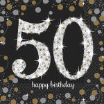 Servietten 16er 33x33cm Sparkling Celebration 50 - gold...