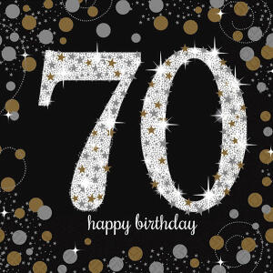 Servietten 16er 33x33cm Sparkling Celebration 70 - gold silber Amscan