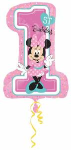 Folienballon Minnie 1st Birthday, 48x71cm