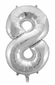 Idena Folienballon 8 silber, 65x115cm