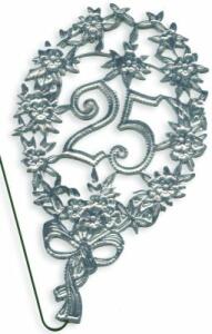 DEMMLER  Festliche Zahl 25 silber 8x12cm mit Draht