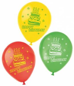Luftballon Happy Birthday sort RIETHMÜLLER 450193 6St.