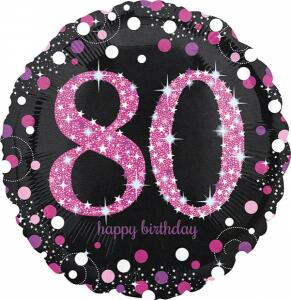 Folienballon Happy Birthday 80 pink AMSCAN 3379001 Sparkling 43cm D.