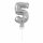 Idena Folienballon 5 silber, mit Stab 13cm