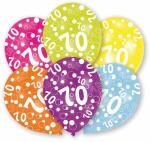6 Ballons 70.Geburtstag farbig sortiert, 27,5 cm