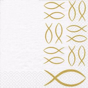 Servietten 33x33cm 20 St. Christian Fish gold