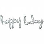 Folienballon Wort Happy Bday, Silber