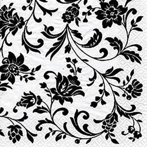 Servietten 24x24cm 20 St. Arabesque White-Black