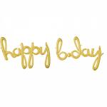 Folienballon Wort Happy Bday, Gold
