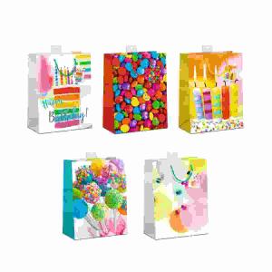 Geschenktasche bunt Large 26x32x12cm 5fach - Serie "farbenfroh", 5 Motive sortiert