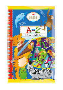 Choco Minis A bis Z 93g mit Vollmilchschokoladen - Täfelchen aus Edelvollmilch, Heidel