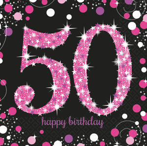 Servietten 50 Pink, 33 cm Spark. Celebration, 16er