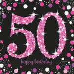 Servietten 50 Pink, 33 cm Spark. Celebration, 16er