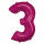 Folienballon 3 pink 53x88cm - mit Luft oder Heliumgas befüllbar, selbstverschließend, - passend dazu Heliumkartuschen Art.Nr. 10099324 und 10069636, - Riethmüller, Amscan