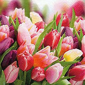 Servietten 24x24cm 20 St. Pink & Violet Tulips