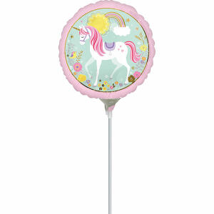 Folienballon am Stab Einhorn luftbefüllt