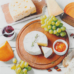 Motivserviette 33x33cm Käse/Brotzeit HOME F. 211947
