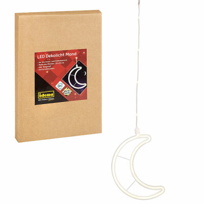 Idena LED Dekolicht Mond 50cm warmweiß 6h Timer - für Innen und Außen, inklusive 1 Saugnapf - batteriebetrieben 3xAA