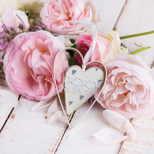 Servietten 20er 33x33cm Pivoines avec Coeur - ti-flair