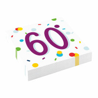 Motivserviette 33x33 Geburtstag Zahl 60 CONFETTI BIRTHDAY...