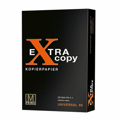 Kopierpapier A4 weiß 500 Blatt Extra Copy - Universal 80, holzfrei weiß, CIE Weiße 153% Primus