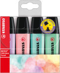 STABILO BOSS ORIGINAL Pastel 4er Etui rosiges Rouge Schimmer von Lila zartes Türkis Hauch von Minzgrün