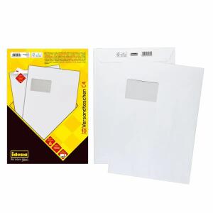 Idena VT C4 weiss FSC-Mix hk,m.F.,90g/m²,10Stk. - Versandtaschen mit Fenster, C4, haftklebend, - weiß, 10 Stück