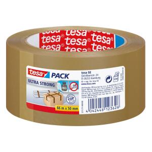 tesa Verpackungsklebeband tesapack Ultra Strong, PVC, 66 m x 50 mm, braun