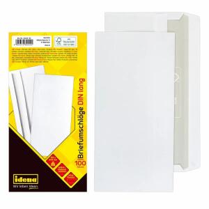 Idena BU DIN lang FSC-Mix sk,o.F.,75g/m²,100Stk. - Briefumschläge ohne Fenster, DL, selbstklebend, - 100 Stück