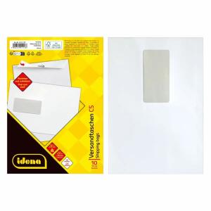 Idena VT C5 weiss FSC-Mix hk, m.F., 90g/m², 10 Stk. - Versandtaschen C5 162 x 229mm mit Fenster - haftklebend, 90g, FSC Mix