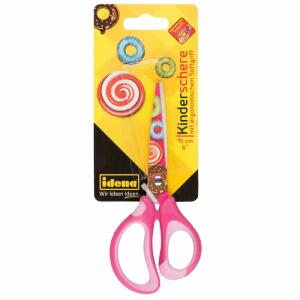 Idena Softschere 6" mit Donut-Motiv, rosa - 15cm Softgriff-Schere für - Kinder mit ergonomischem - Griff, Tattoomotiv