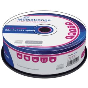 MediaRange CD-R Rohlinge - 700MB/80Min, 52-fach/Spindel, Packung mit 25 Stück