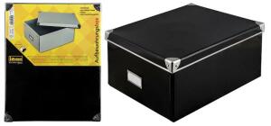Idena Box schwarz FSC-Rec mit Deckel, 36x28x17cm - Aufbewahrungsbox, faltbar - Karton/Metall
