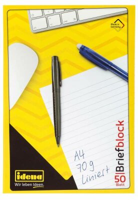 Idena Briefblock FSC-Mix A4 liniert, 70g/m²,50 Bl. - kopfgeleimt