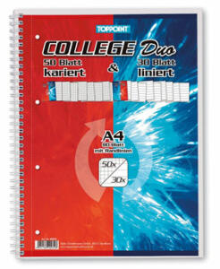 STY Collegeblock Duo Spiralblock A4 kar+lin 80 Blatt perf.