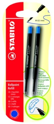 STABILO Ballpoint Refill 2er Blister blau