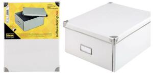 Idena Box weiss, FSC-Rec mit Deckel, 36x28x17cm - Aufbewahrungsbox, faltbar - Karton/Metall