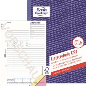 Zweckform 1721 Lieferscheine mit Empfangsschein, DIN A5, mit Empfangsschein, 3 x 40 Blatt, weiß, gelb, rosa