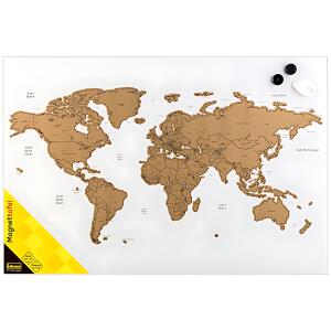 Magnettafel 60x40cm Weltkarte, mit Zubehör - Memoboard