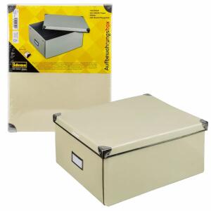 Idena Box creme FSC-Rec mit Deckel, 36x28x17cm - Aufbewahrungsbox faltbar, Karton/Metall