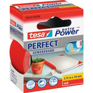 tesa Gewebeklebeband extra Power Perfect - 2,75 m x 38 mm, rot