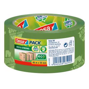 tesa Verpackungsklebeband tesapack Eco & Strong - PP, 66 m x 50 mm, grün