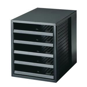 HAN Schubladenbox SCHRANK-SET KARMA - A4/C4, 5 offene Schubladen, öko-schwarz