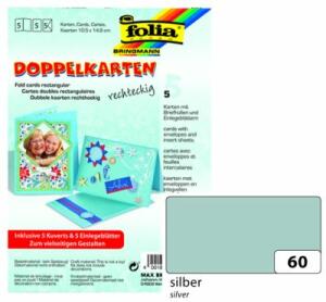 Doppelkarten m. Umschlag 5 Stück 105x150mm Silber
