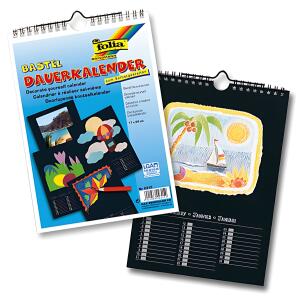 Bastelkalender 17x24cm schwarz FOLIA 2315 Druck silber