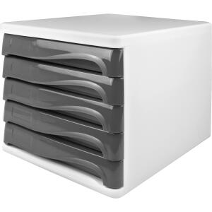 Schubladenbox, 5 Schübe weiß/lichtgrau