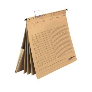 Falken Falken Hängehefter UniReg, Mehrfachhefter, 230g/m²-Kraftkarton, kaufm. Heftung, m. 3 Trennblättern, 4 Heftungen, m.Tasche, 5er Poly braun